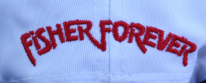 Fisher Forever word mark on the back of the caps